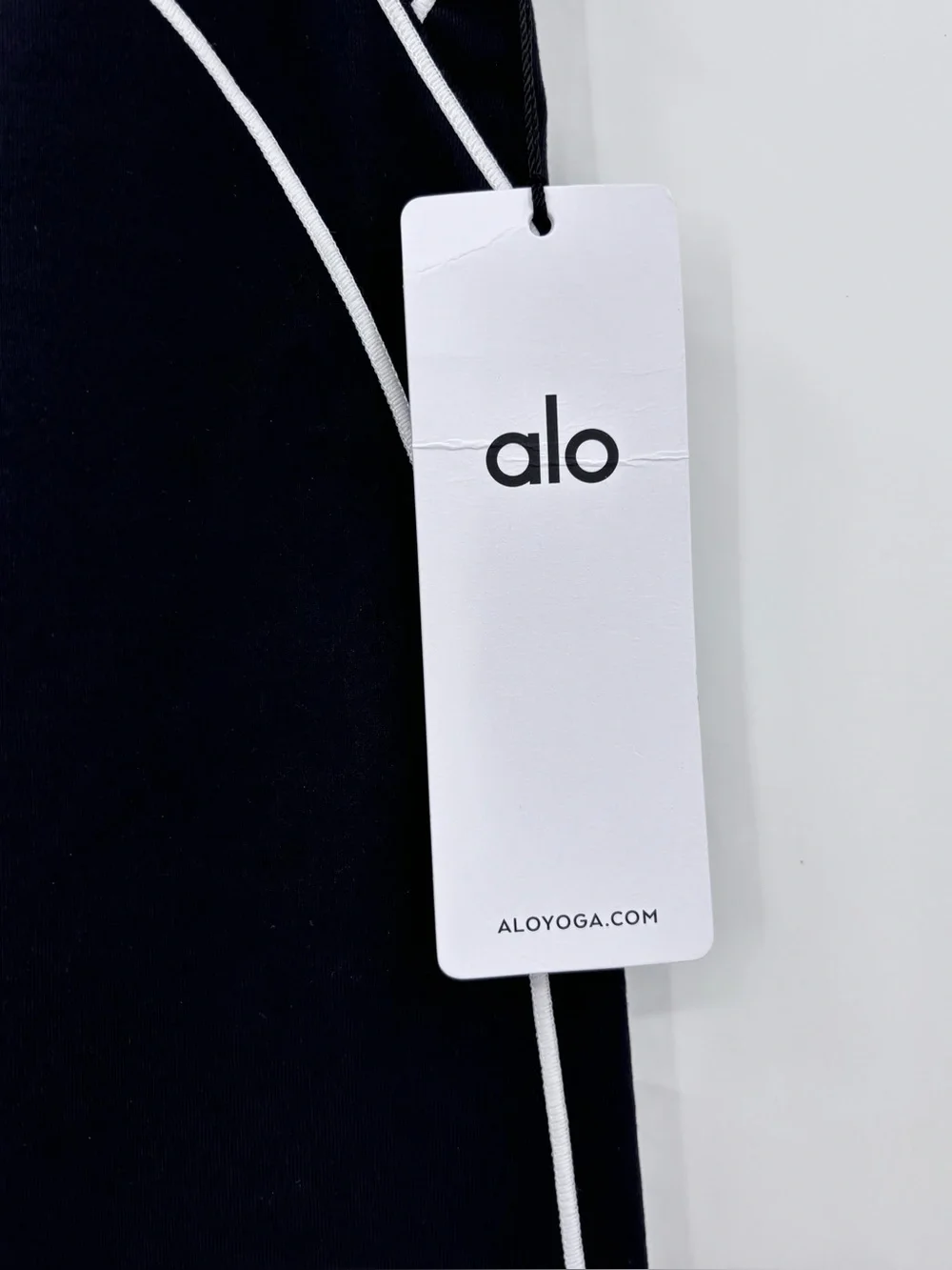 ALO Yoga Black Leggings with White Piping